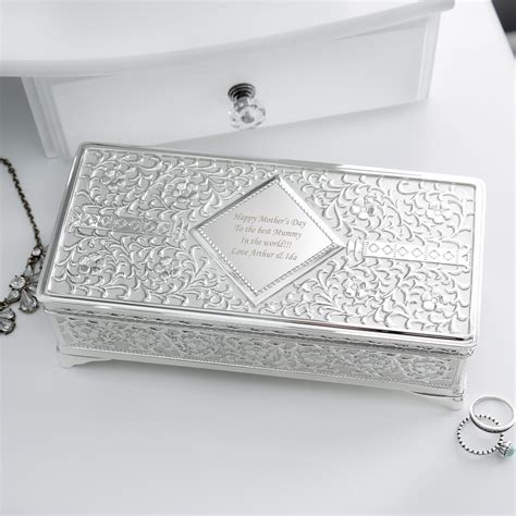 silver metal jewelry box|personalized silver jewelry box.